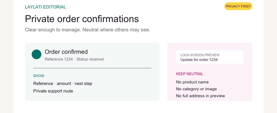 Private Order Confirmations: What Should Stay Neutral After Checkout