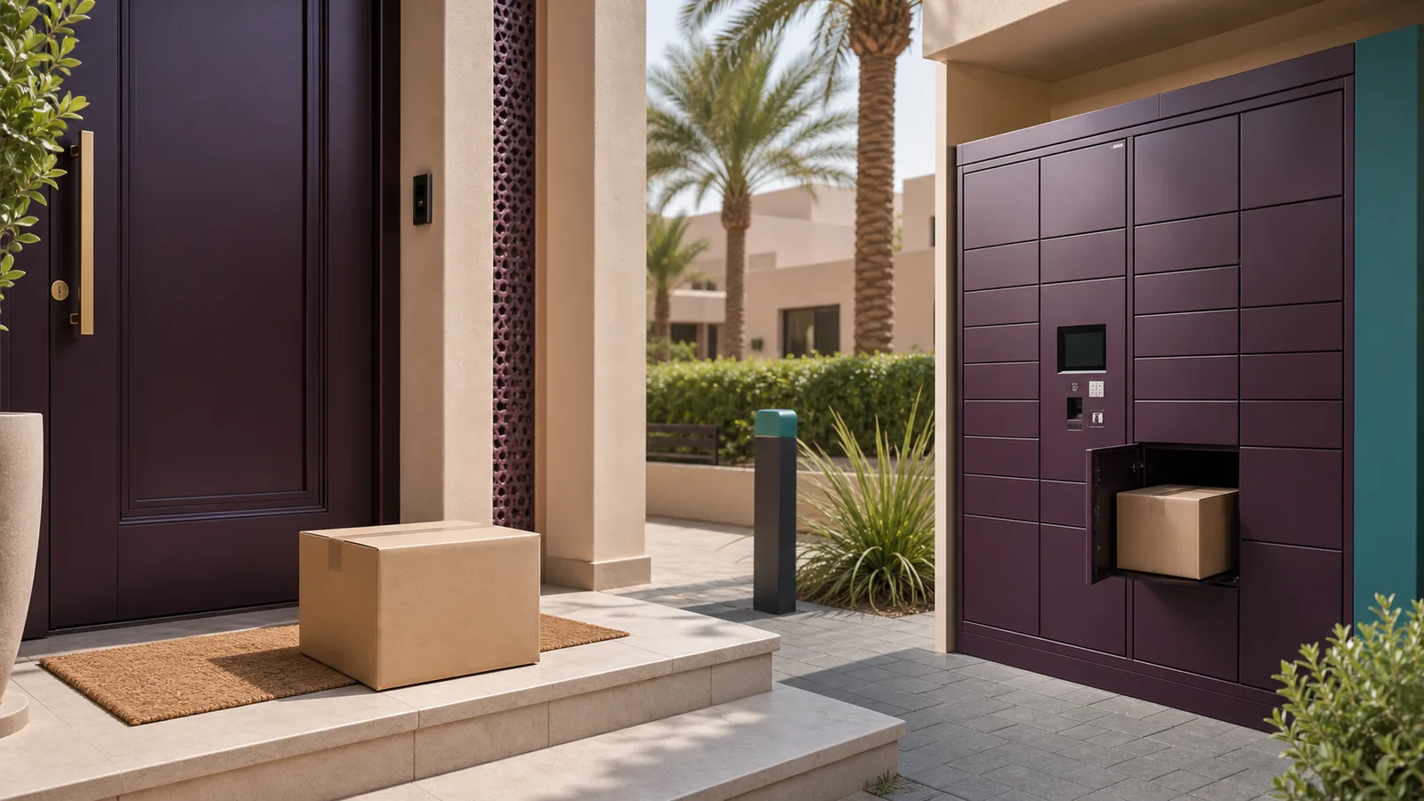 Parcel locker and home delivery options for a private order in Saudi Arabia